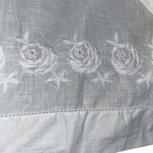 Antique white linen hand embroidered trim King 3 pillow cases